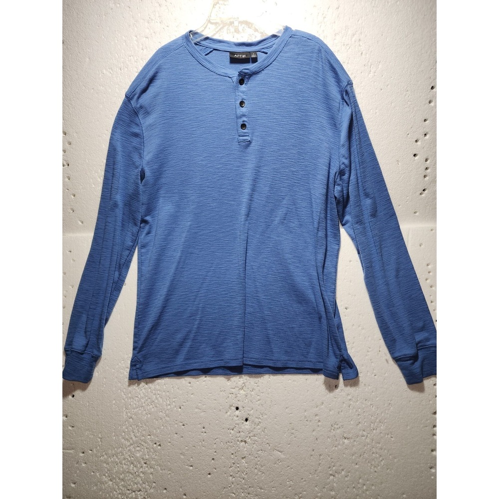 APT 9 Sweater Mens Large Blue Long Sleeve Pullover Round Neck